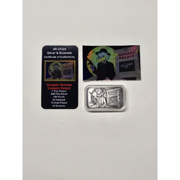 1 oz .999 all-chips Fine Silver Bar - Collectible Gangster Scrooge 