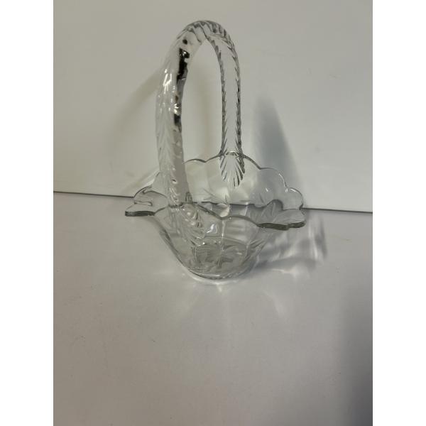 Clear Glass Basket - Beautiful Clear Basket with Handle 