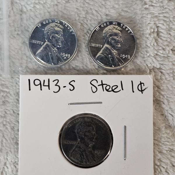 Collection Of Three United States Lincoln Steel 1¢ Pennies - FV: $.03