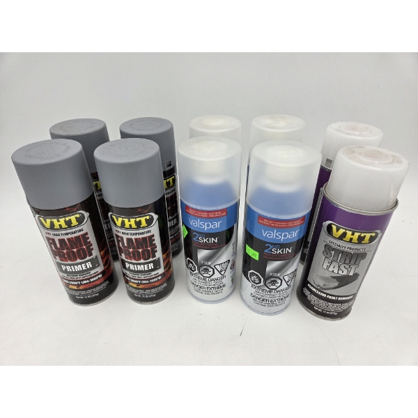 8 New Cans Of Assorted Spray Paints & 2 Cans Of Paint Remover
