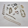 Image 1 : Great Vintage Costume Group Including Pearl Necklace, & Stone Cuff Links