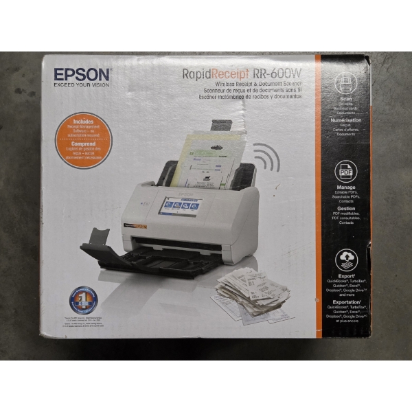 New In Box Epson Rapid Receipt RR-600W Wireless Receipt Printer & Document Scanner