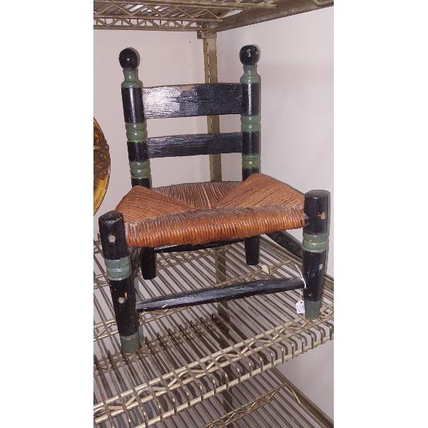 Vintage Small Wood & Wicker Seate Child Chair -  25" Tall - 9 x 12 Seat - see Pics