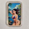 Image 2 : Red Metal Mint 1 Troy Ounce .999 Pure Copper Colorized Bar with Korean Bathing Suit Beauty
