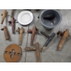 Image 3 : Vintage Enamelware Basins, Plate & Bowl And Vintage Wood Tap Collection 