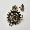 Image 2 : Gold-Filled Earrings & Gold-Tone Brooch, Both with Green Gemstones
