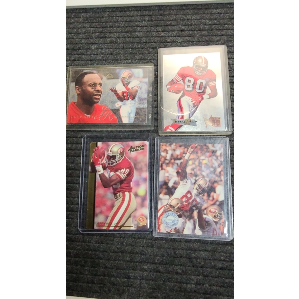 (4) Jerry Rice Assorted Year/Type Football Cards 
