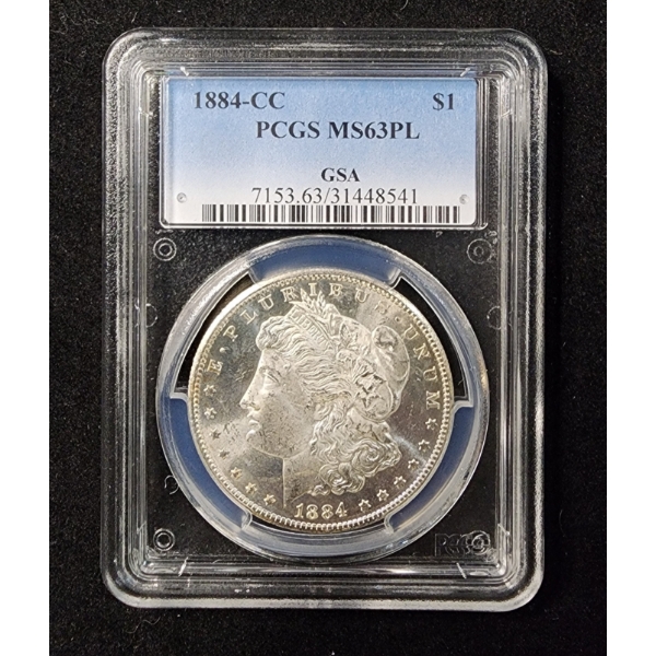 1884 Carson City PCGS MS63PL 90% Silver Morgan Dollar 