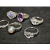 Image 4 : Lovely Sterling Silver Rings Including A Stunning Amethyst Handmade Ring Weighing Total of 21.4 Gram