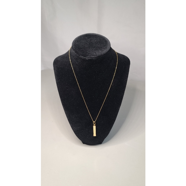 14K Yellow Gold 18 IN "Yesterday, Today, Tomorrow, and Forever" Bar Pendant Necklace - Weight: 4.3g