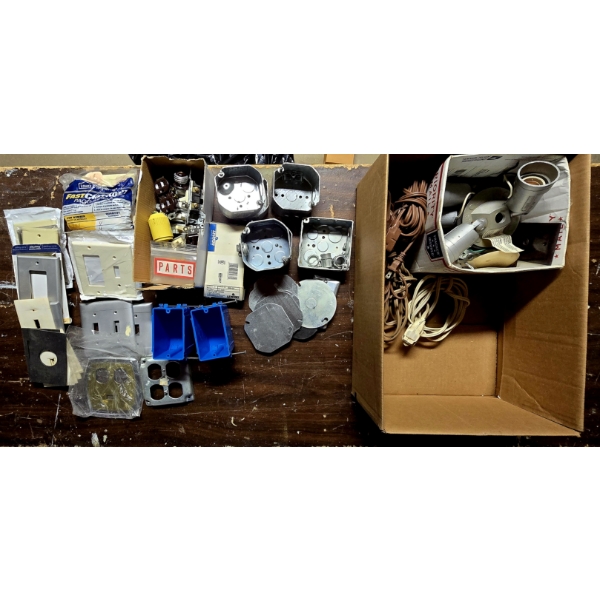 Assorted Home Improvement Electrical Items incl Outlets, Switches, Gang Boxes and More