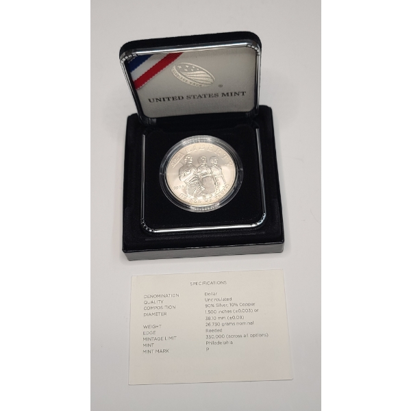 2014-P U.S Civil Rights Act Of 1964 Commemorative Uncirculated 90% Silver Dollar With COA