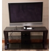 Image 1 : TV With Wood & Glass Entertainment Stand - Panasonic 40" w/ Remote, No Feet - Stand 50x19x24