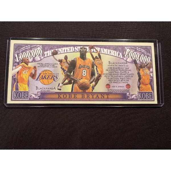 Rare 2020 Kobe Bryant Lakers One Million Dollar Bill - Mint In Protective Holder