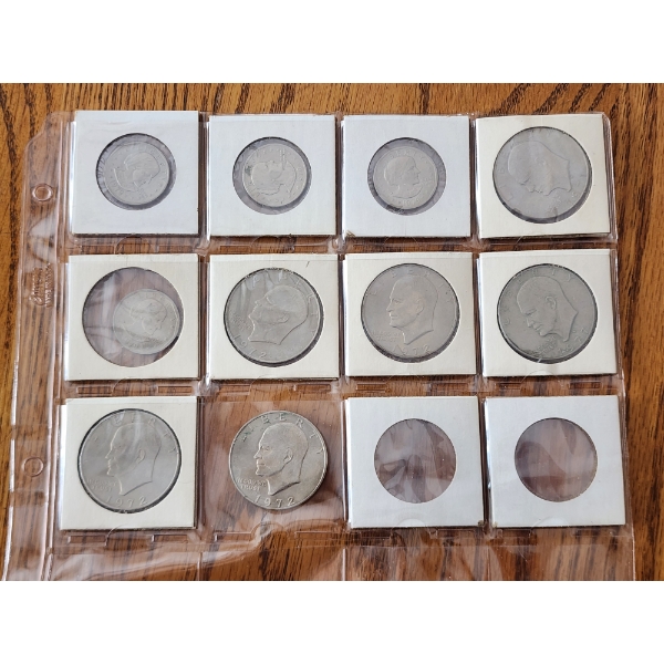 Assorted U.S. Coins In Sleeves Including Eisenhower and Susan B. Anthony Dollars FV: $10.00