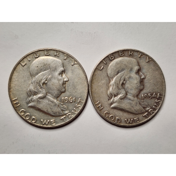 Two Benjamin Franklin 90% Silver United States Half Dollars ~ Both Nice Looking Coins!