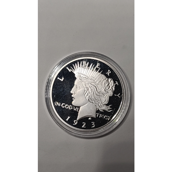 .999 Fine Silver 1923 Peace Dollar Copy Coin Weighing 27 Grams