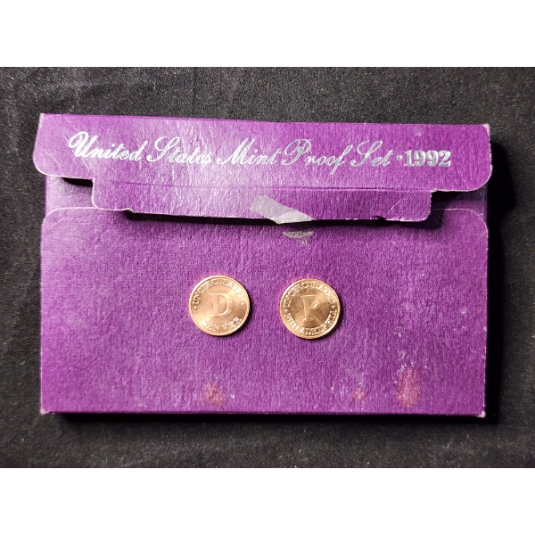 1992 United States Proof Set with Original Packaging & Two Added UC Treasury Coins