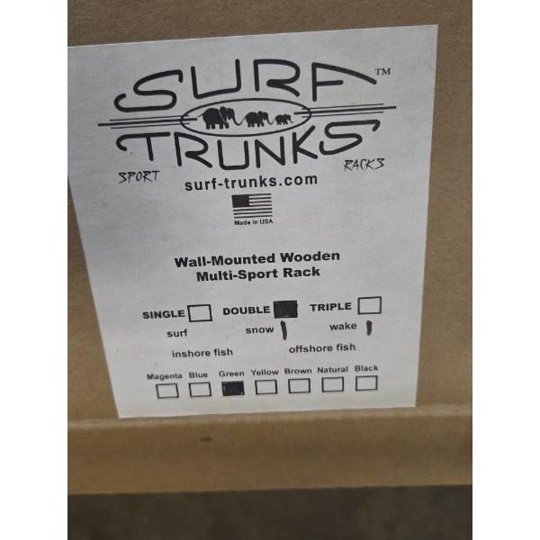 Brand New! Surf Trunk Wooden Wall Mount Board Holder In Green 