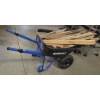 Image 2 : Like New! Kobalt 2 Wheel 7 Cubic Foot Steel Push Wheelbarrow With Scrap Wood & Small Shovel As Shown