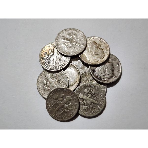 $1.00 Face Value in Assorted 90% Silver United States Dimes ~ 10 Total Dimes!