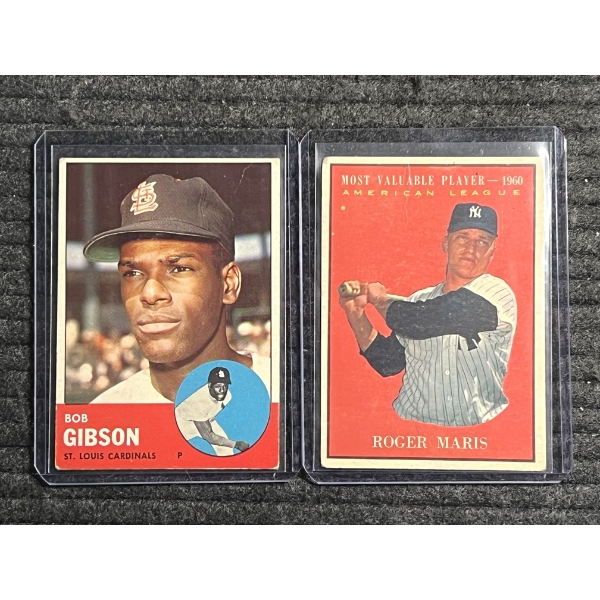 Lot of 2 Topps Baseball Cards.  1963 Topps Bob Gibson #415 and 1961 Topps Roger Maris #478!!!!!
