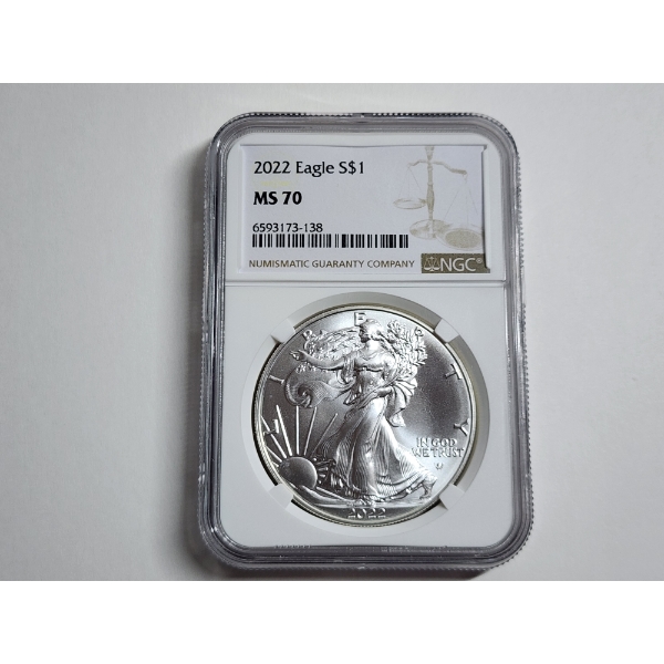 2022 Silver American Eagle $1 NGC MS 70 1 oz .999 Fine Silver