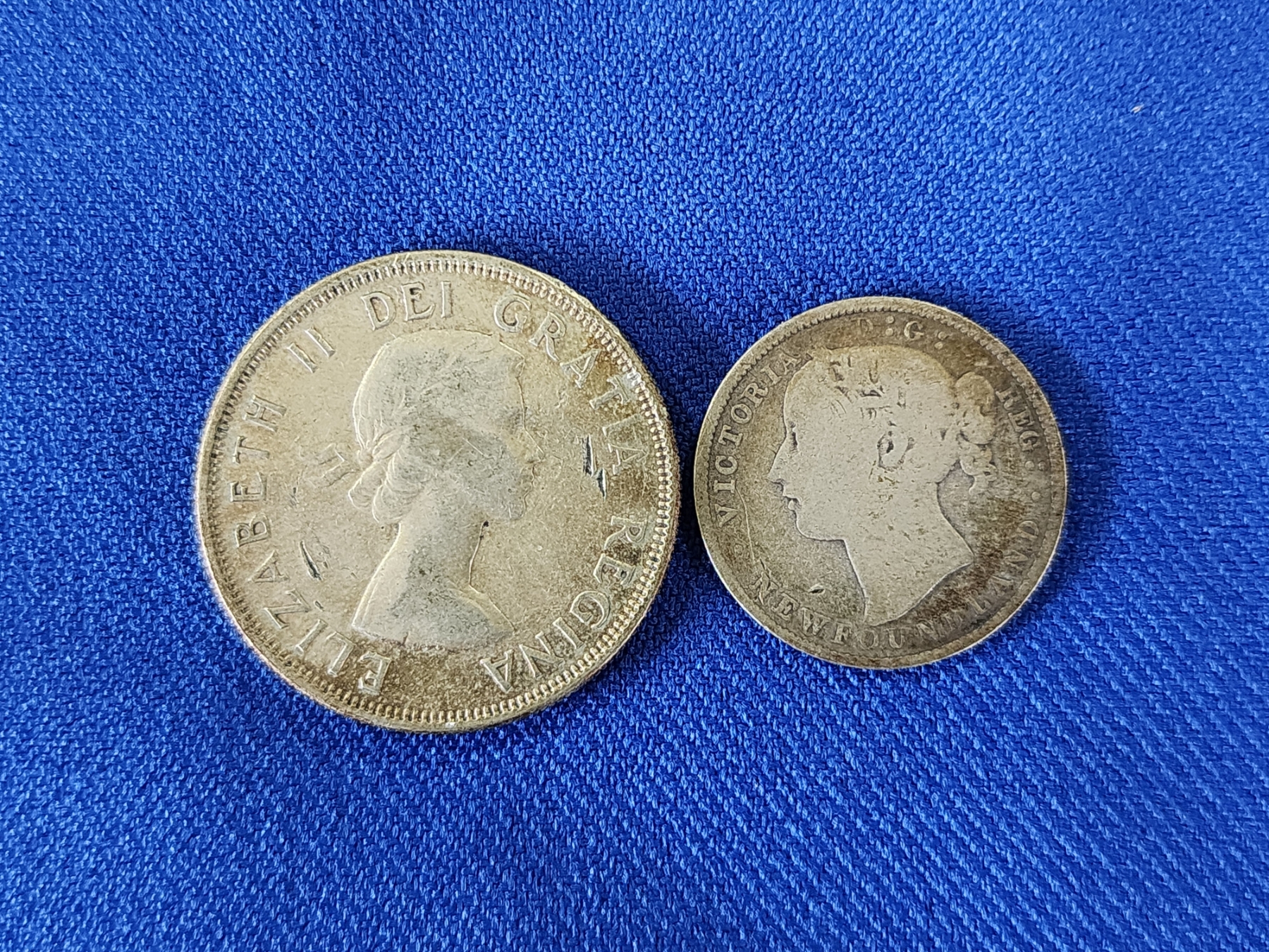 Two Foreign Silver Coins: 1956 80% Silver 50 Cent Coin & 1800's 92.5% ...