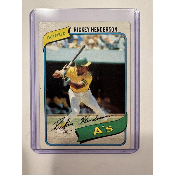 1980 Topps Rickey Henderson ROOKIE Baseball Card In Protective Holder - Mint Condition