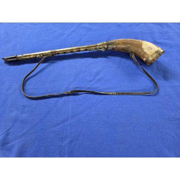 Vintage Music Instrument With Horn Bell And Leather Carrying Strap 25.5''