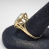 Image 3 : 14K Yellow Gold Ring Green Jade Disc "Fu" Good Fortune Greek Key - Size 9 - Total Weight: 4.0g