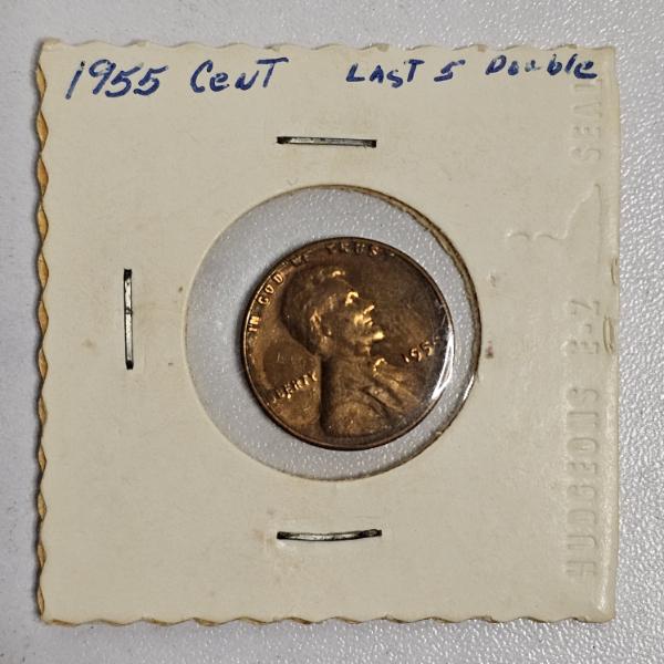 1955 United States Lincoln Wheat Cent Variety Coin With Last 5 Doubled