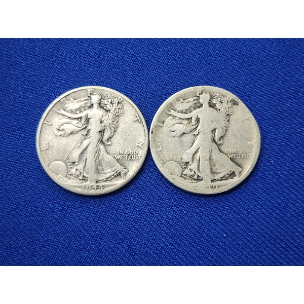 x2 90% Silver Walking Liberty Half Dollars: 1944-D & 1919-S Face Value: $1.00