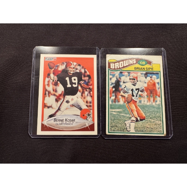 Cleveland Browns Bernie Kosar & Brian Sipe Football Cards - Great Condition