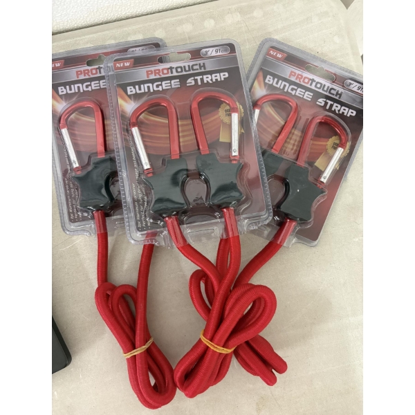 ALL NEW 3 Pack - Protouch Bungee Strap - 2 Piece Aluminum Carabiner - 3 feet