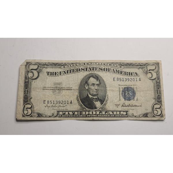 United States Series 1953A $5 Silver Certificate With Priest And Anderson Signatures -Face Value: $5