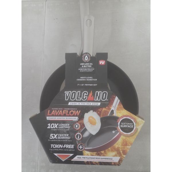 2- Brand New Red Volcano Frying Pans As Seen On TV With Stay Cool Handles- 7' & 10' Fry Pan Set 