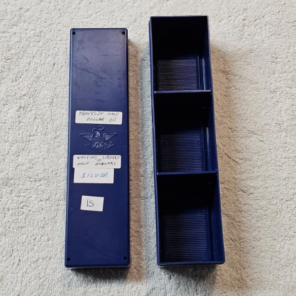 Whitman Blue Plastic Single Row 2x2 Coin Storage Box