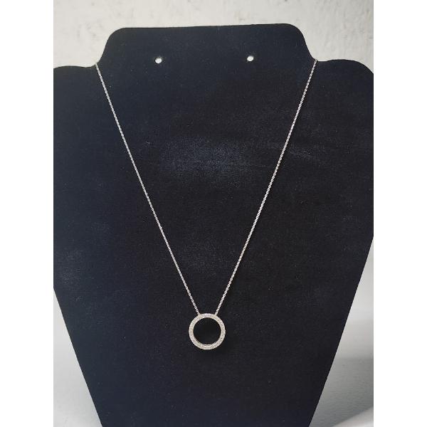 Beautiful 14K White Gold Eternity Circle Necklace - 16" TW: 3.7g