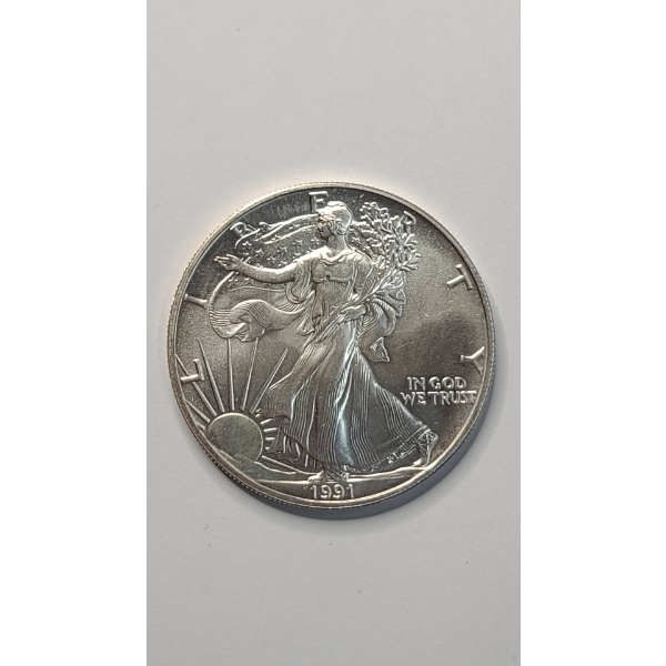 United States 1991 One Troy Ounce .999 Fine Silver American Eagle
