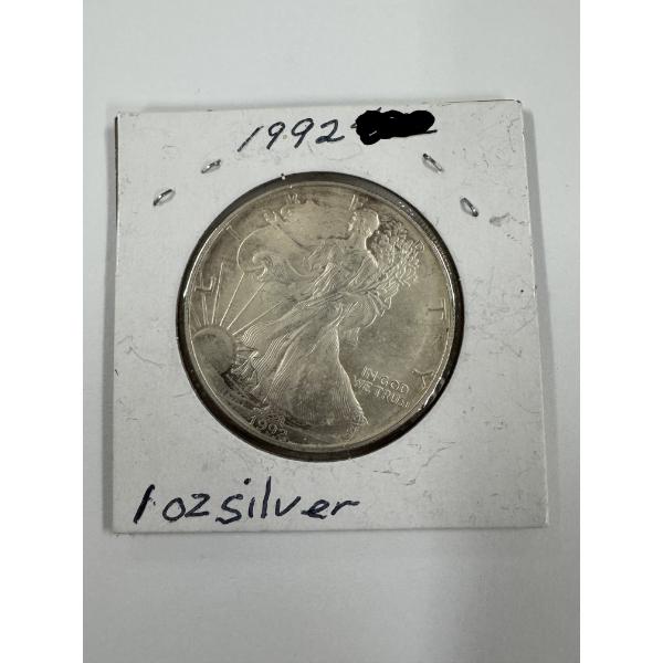 1992 United States America Silver Eagle - One .999 Fine  Silver Troy Oz Coin