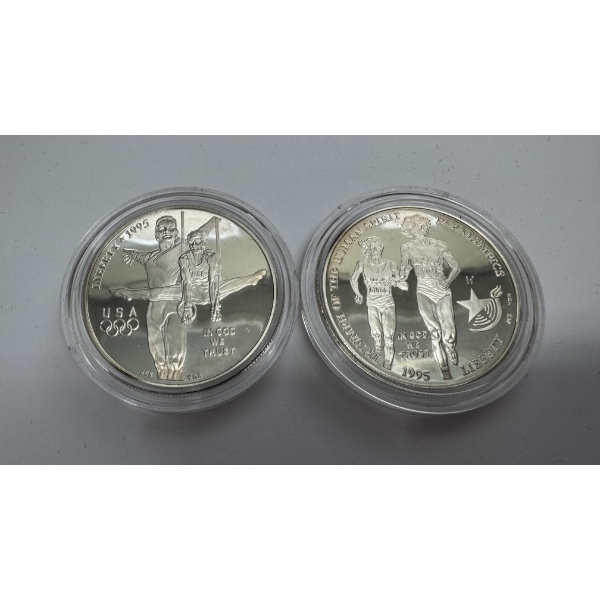 1995 The US Olympic Coins of the Atlanta Centennial Olympic Games-Two-Coin 90% Silver Proof Set 