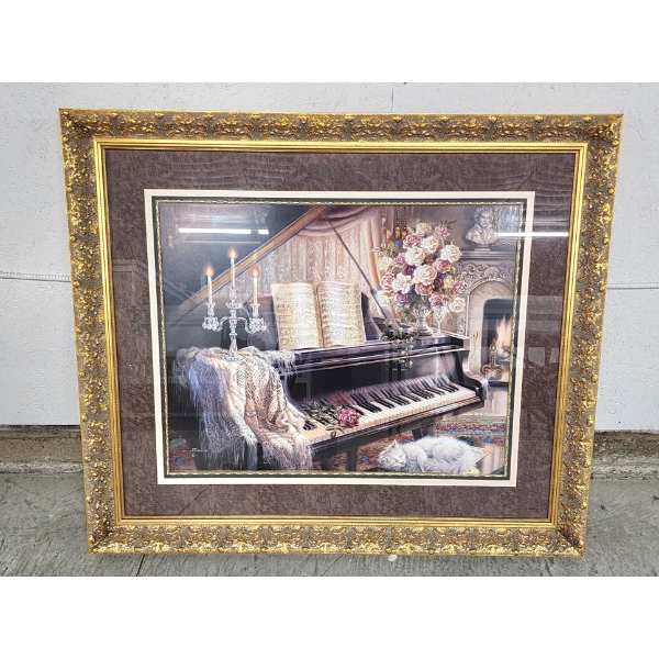 Sonata by Firelight Judith Gibson Art in Gold-Detailed Frame Approx. 43in x 38in