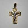 Image 1 : Two-Tone 10K Gold Filigree Crucifix Pendant - TW: 2.7g