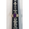 Image 7 : 14K Gold Marquise-Cut Amethyst Stone & Baguette-Cut Clear Crystal - Size 5 - Weight: 3.1g