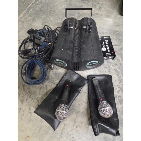 Rockstar Stage Lighting With Cords, And Two Shure Wireless Mics -No Shipping Available 