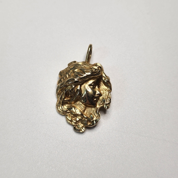 Art Nouveau Style Vintage 14K Yellow Gold Pendant - TW: 7.9g