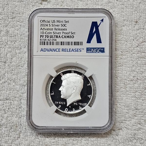 2024-S .999 Fine Silver Kennedy Half Dollar, graded PF70 Ultra Cameo by the NGC