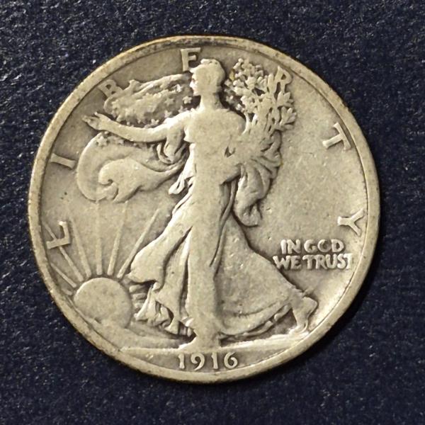 HTF 1916 P  Walking Liberty Half dollar (50c) - Circulated see Pics