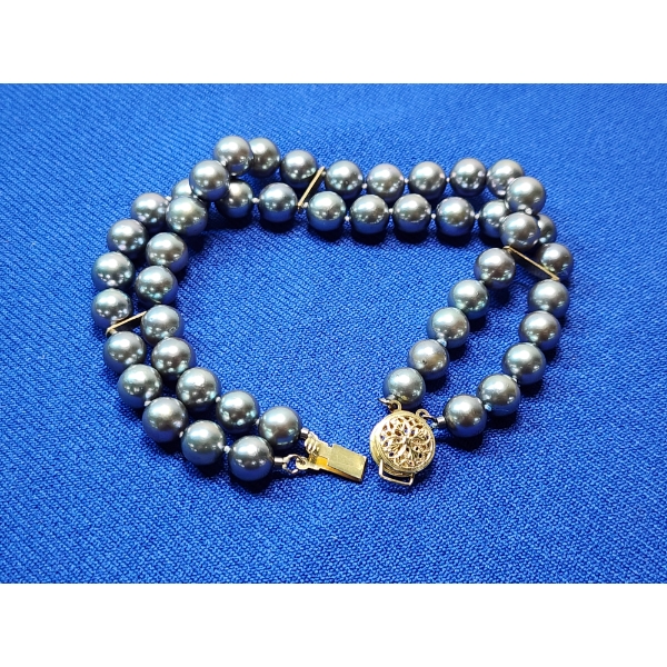 Gorgeous 14K Gold Gray Pearl Bracelet - 8in - Total Weight: 23g